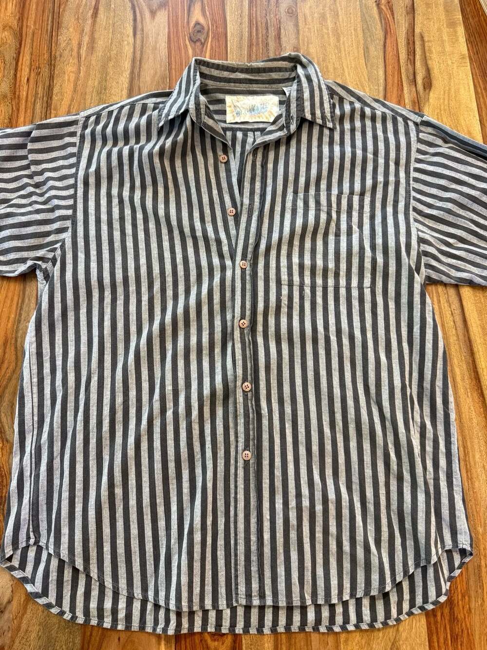 Vintage Single Stitch Striped Button Down Shirt XL